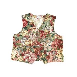 Vintage Gotcha Covered Vest Women's XL Tapestry Floral Cottagecore Chintzy USA